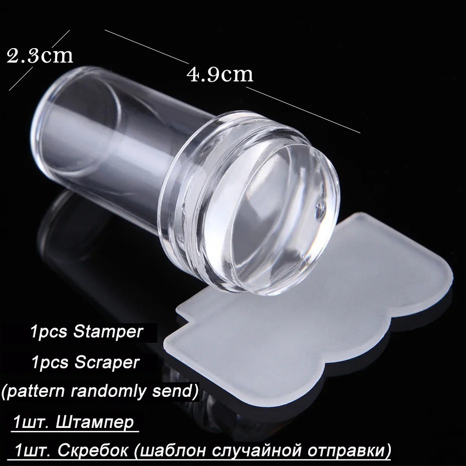 Transparent Silicone Nail Art Stamping Kit, French Design For Manicure Plate Too
