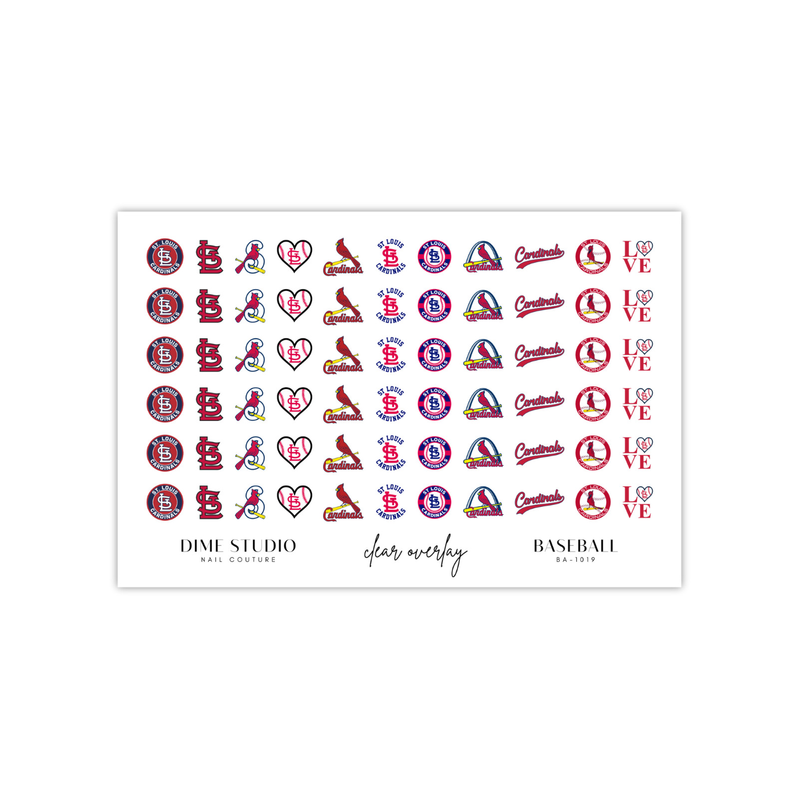 St Louis Cardinals Baseball Nail Decals Water Transfer Clear Overlay