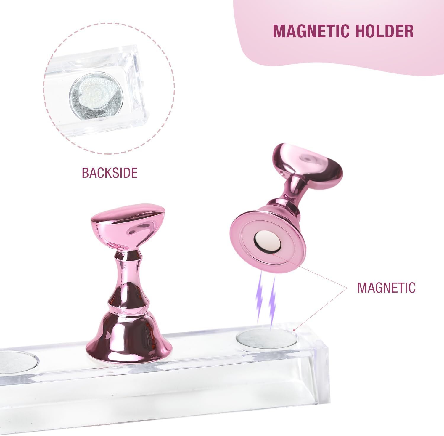 2× Nail Stand for Press On Nails Display Practice Art Magnetic Fake Nail Holder