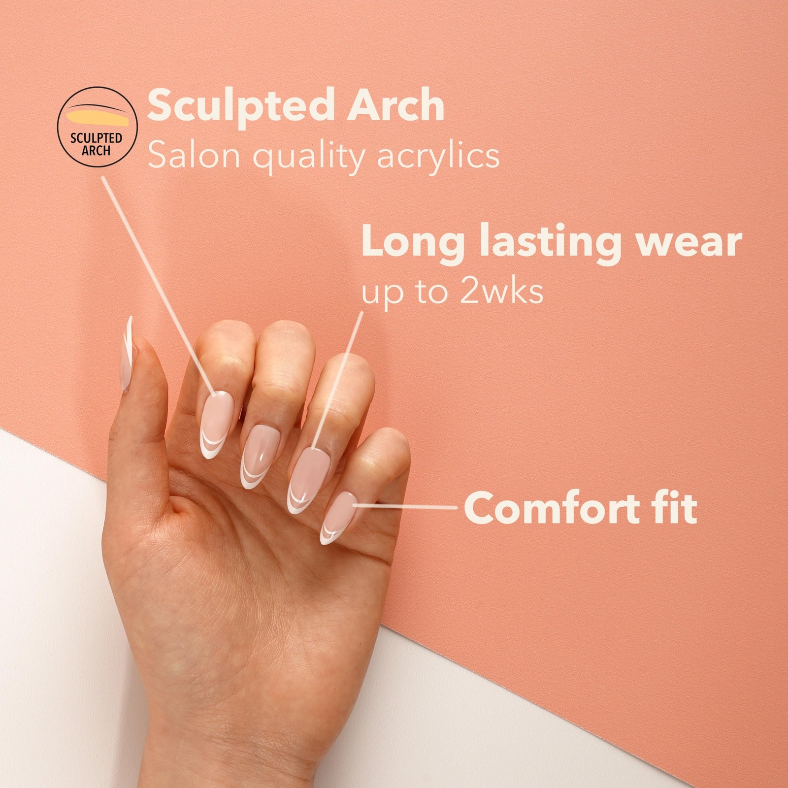 MOOD: TOO CLASSY Press On Nails – White Tux | Trendy Long Coffin Shape | Salo…