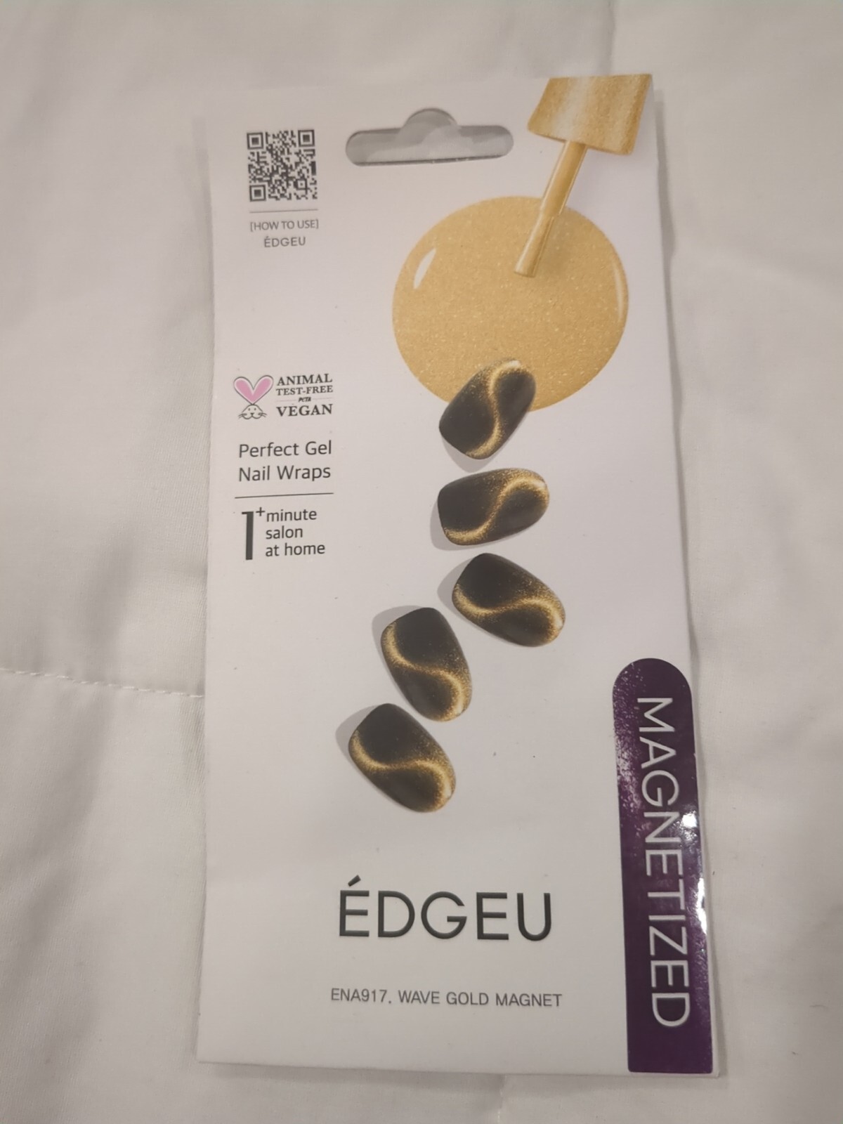 Perfect Gel Nail Wraps, ENA 917 Wave Gold Magnet, 2- 19 Piece Kits New