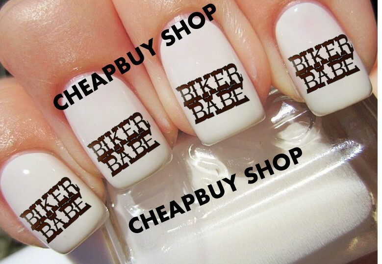 FREE DECALS》Burning Flames BIKER BABE Motorcycle》Hot》Bike Week》Nail Art Decals