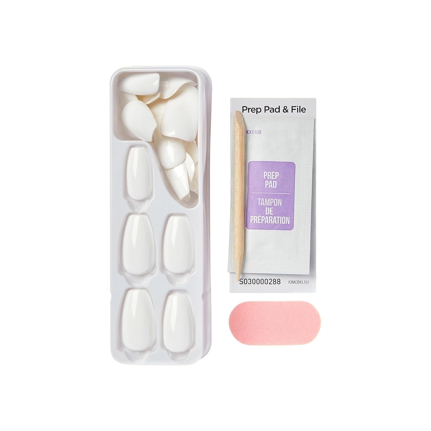 Kiss Color Press-On Nails, 30 Chip-Proof Glossy Nude, Polish-Free Manicure Set