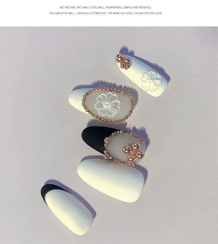 12 Grids Nail Art Mini Metal Caviar Beads 1.0-3.0mm Steel Beads 3D Design DIY