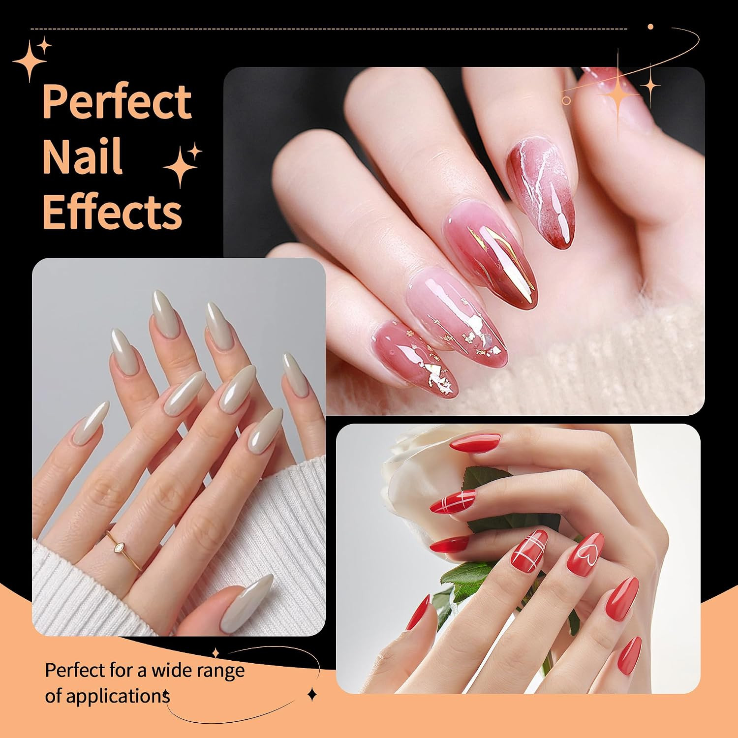 Almond Nail Tips,Soft Gel Almond X Press on Nails,300Pcs Acrylic Nail Tips Half