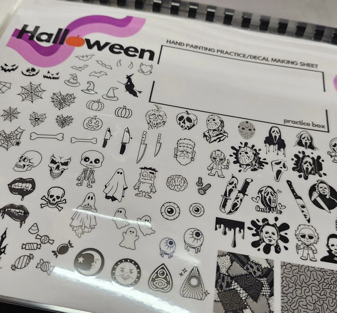 Reusable Nail art workbook practice stencil sticker maker nail design template