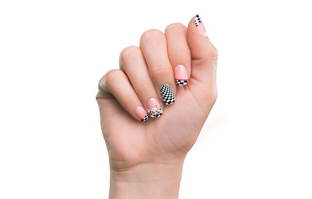 2x FING’RS PRINTS Press-on Nails, NO GLUE NEEDED Rock Rebel Check 31045 (2-PACKS