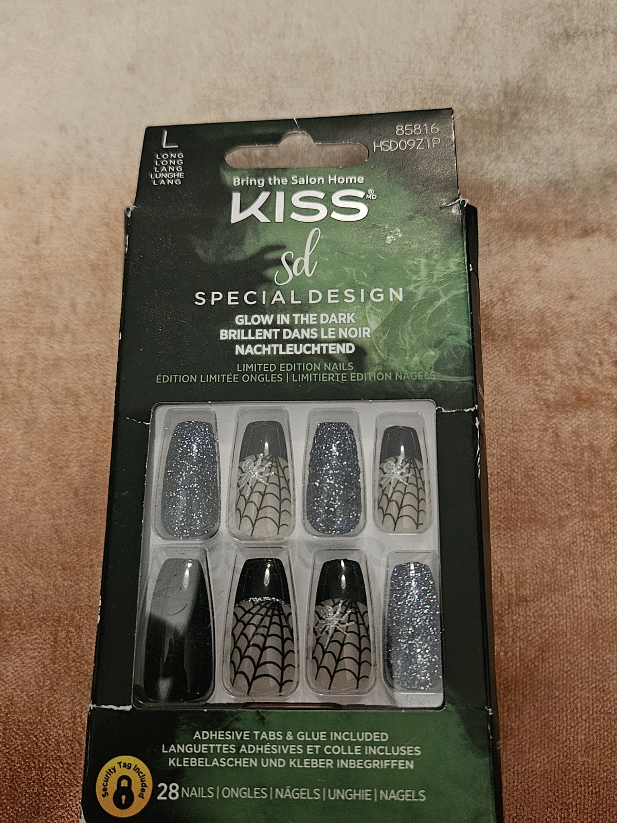 NEW Kiss Special Design Halloween Glow in the Dark Spiderwebs Glitter Nails
