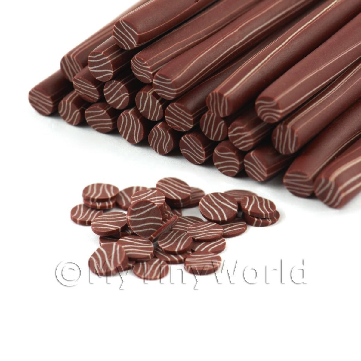 2 x Handmade Milk Chocolate with White Chocolate Ripples Nail Art Cane