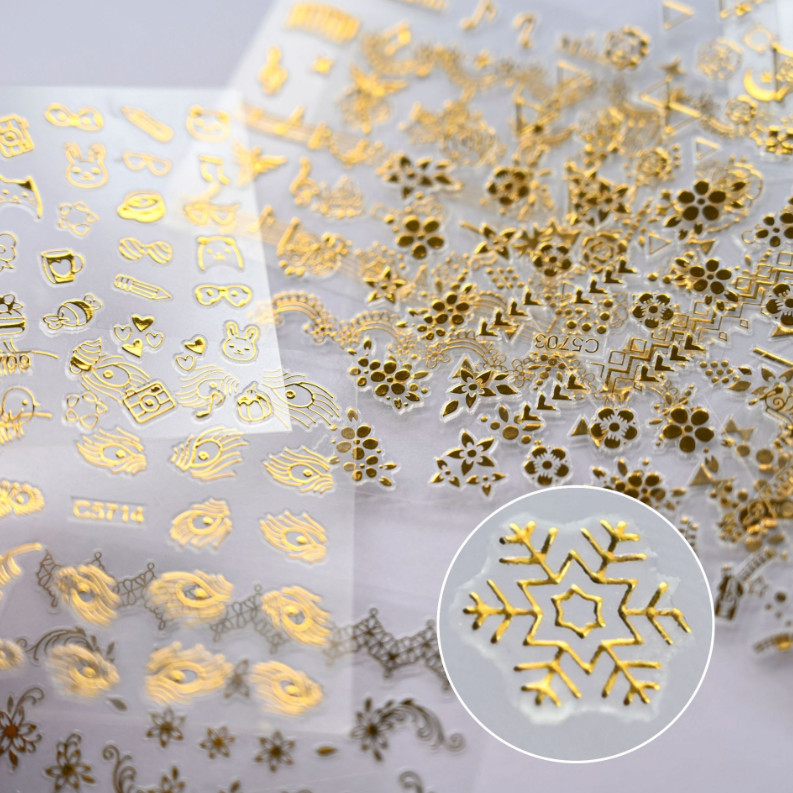 10Pcs 3D Gold Lace Flower Butterfly Nail Art Stickers Charms Decoration Manicure