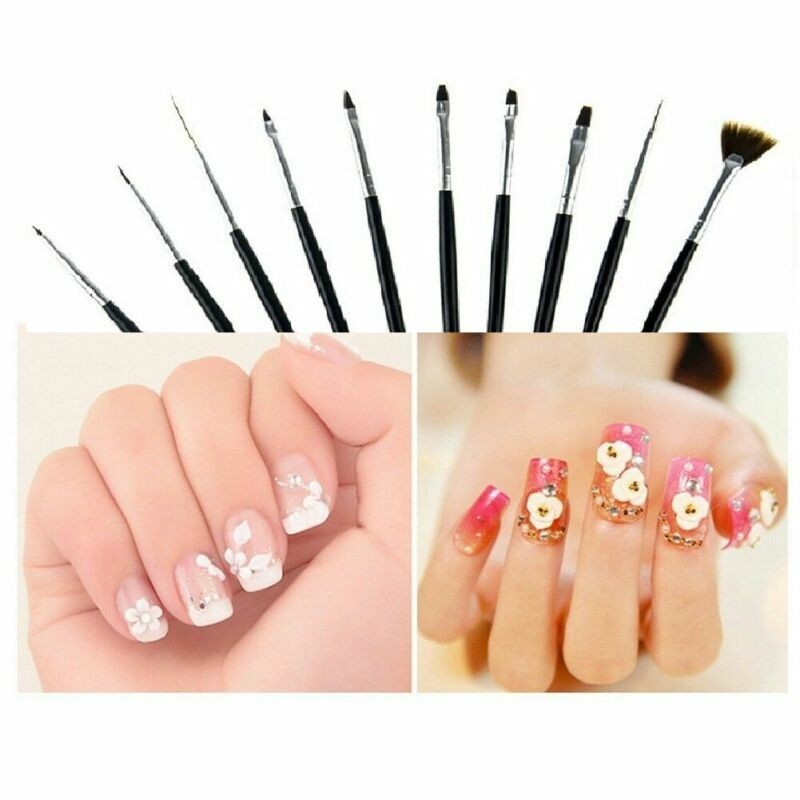 Nail Art 10 pcs Set Professional Dotting Detail UV Gel Painting Gel Design Brush