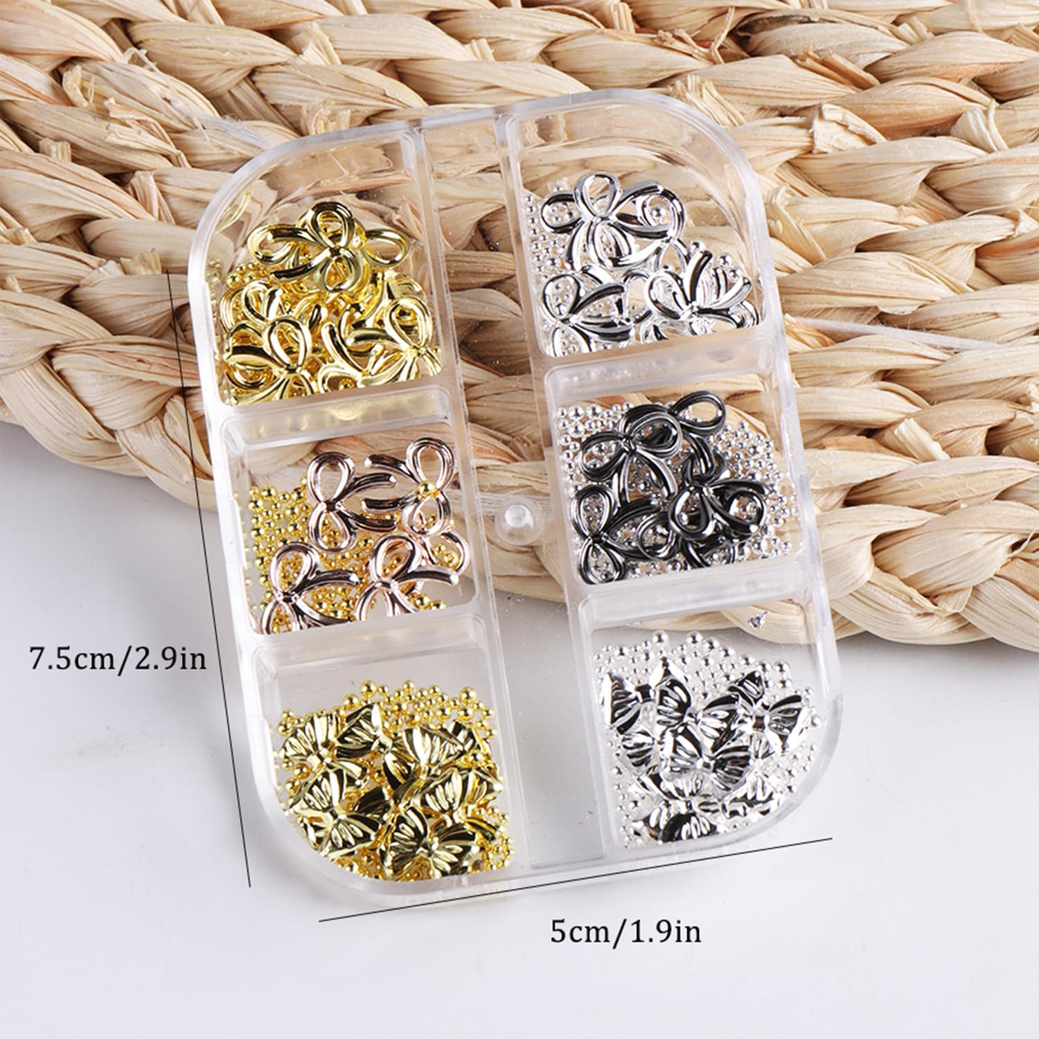 3D Metal Alloy Bow Charms for Nail Art – Gold & Silver DIY Accessories