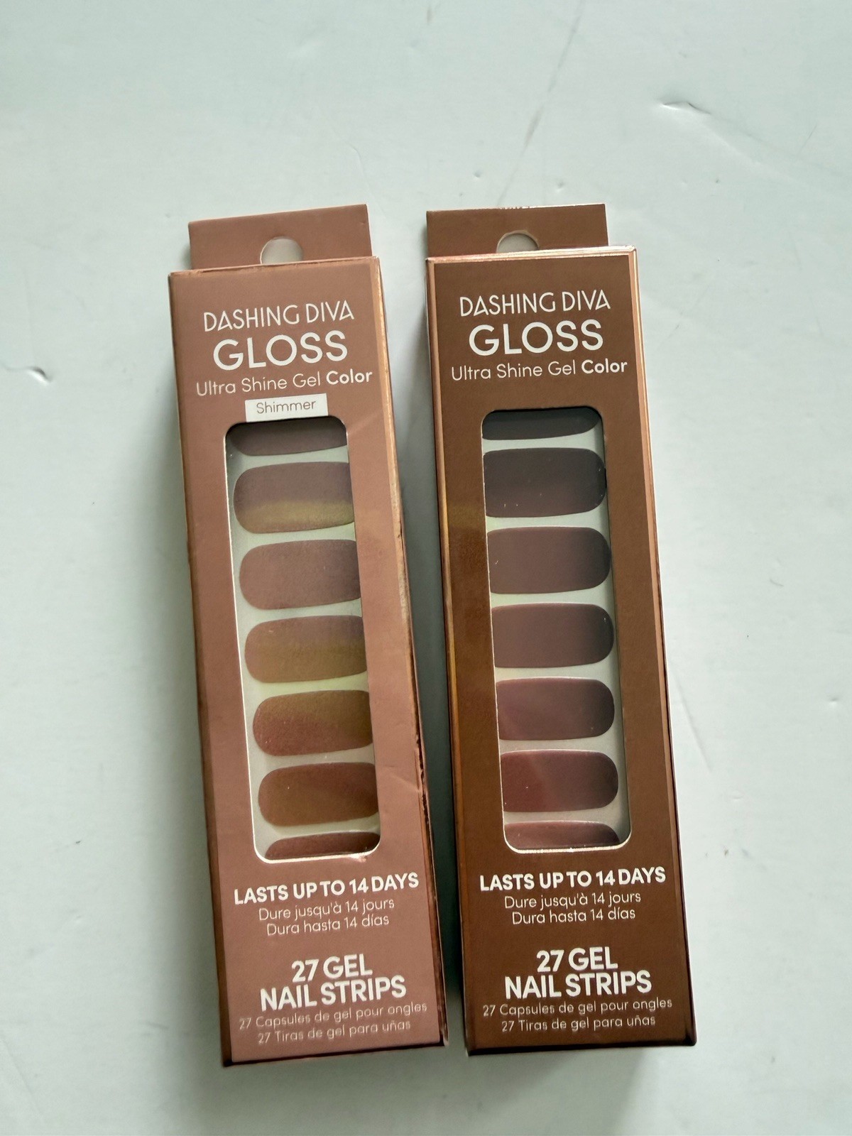 New 2 Sets Dashing Diva Gloss Ultra Shine Gel Teddy Bear/Shimmer Flecks Of Gold