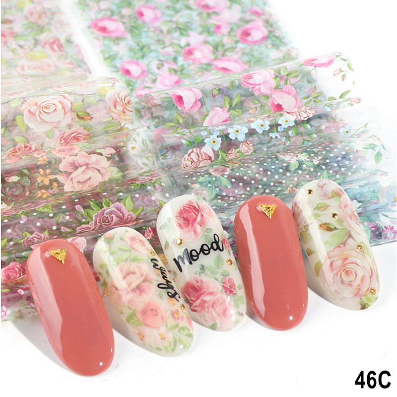 Lace Flower Nail Foil Transfer Sticker Black White Daisy Decals 10Pcs 20X4cm