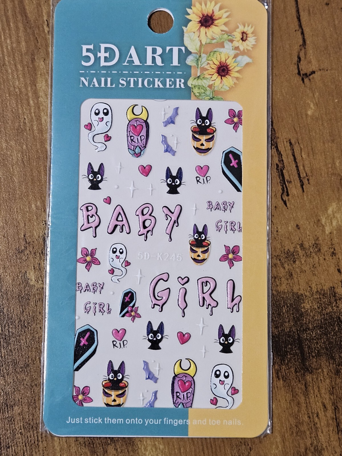 Halloween 5D Art Nail Finger & Toe Stickers Cute Ghosts Cats Anime Gothic NIB