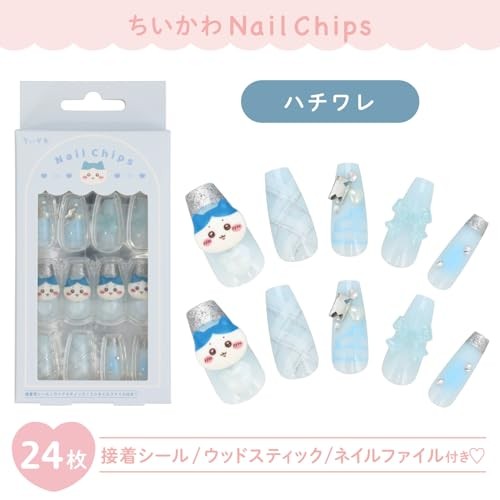 Shobido Chiikawa Nail Tips 24 Sheets Chiikawa Adhesive Stickers Wood Stick Nail