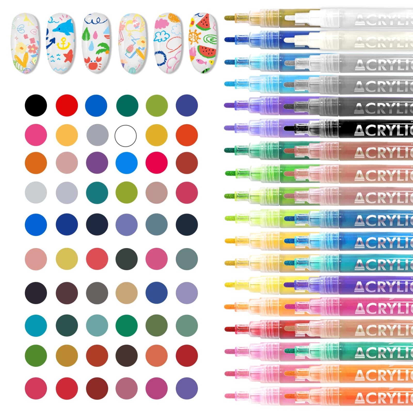 60 Colors Nail Art Pens Set – Quick-Drying Acrylic Paint Markers for DIY Manicur