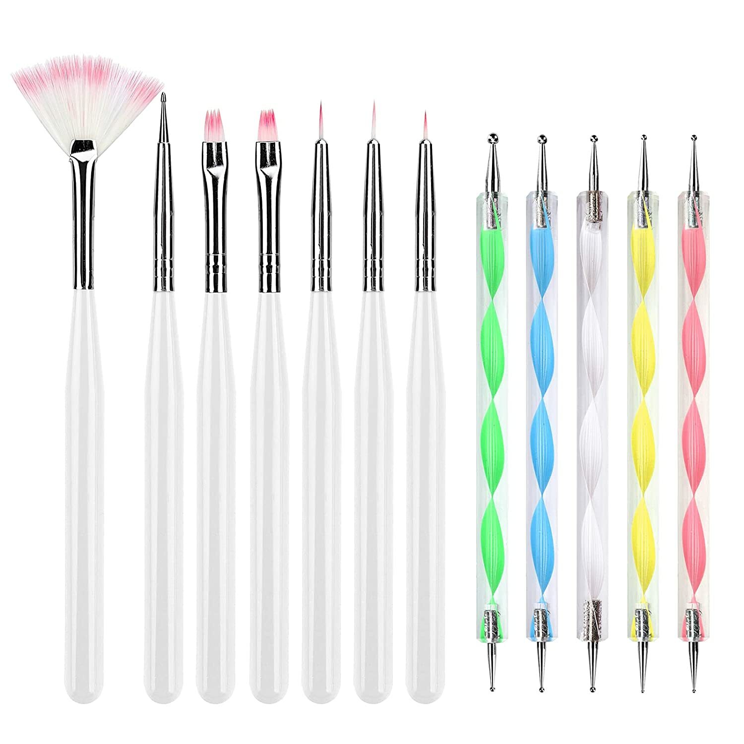 12 Pcs/Set Nail Art Design Tools,7pcs Painting Brushes+5pcs Dotting Pens,US FAST