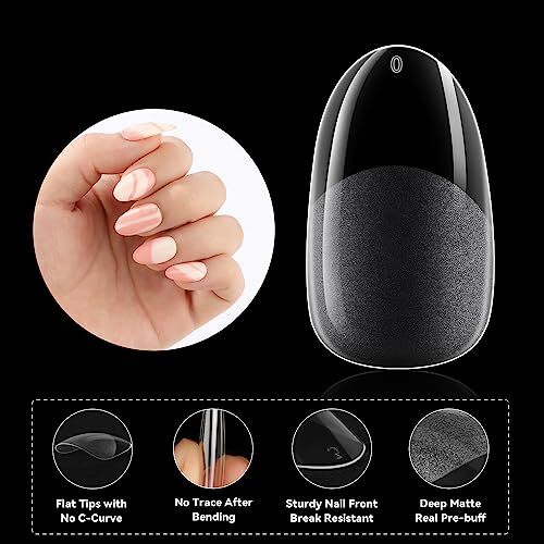 Almond Oval Fake Nails Pre-shape 504pcs Oval Gel Nail Tips Round Oval Almond