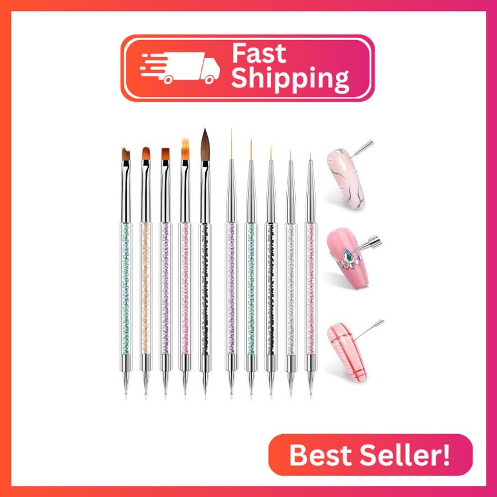 MUSILAN Nail Art Brushes Set,10pcs Double-Ended Acrylic Nail Brush for Nail