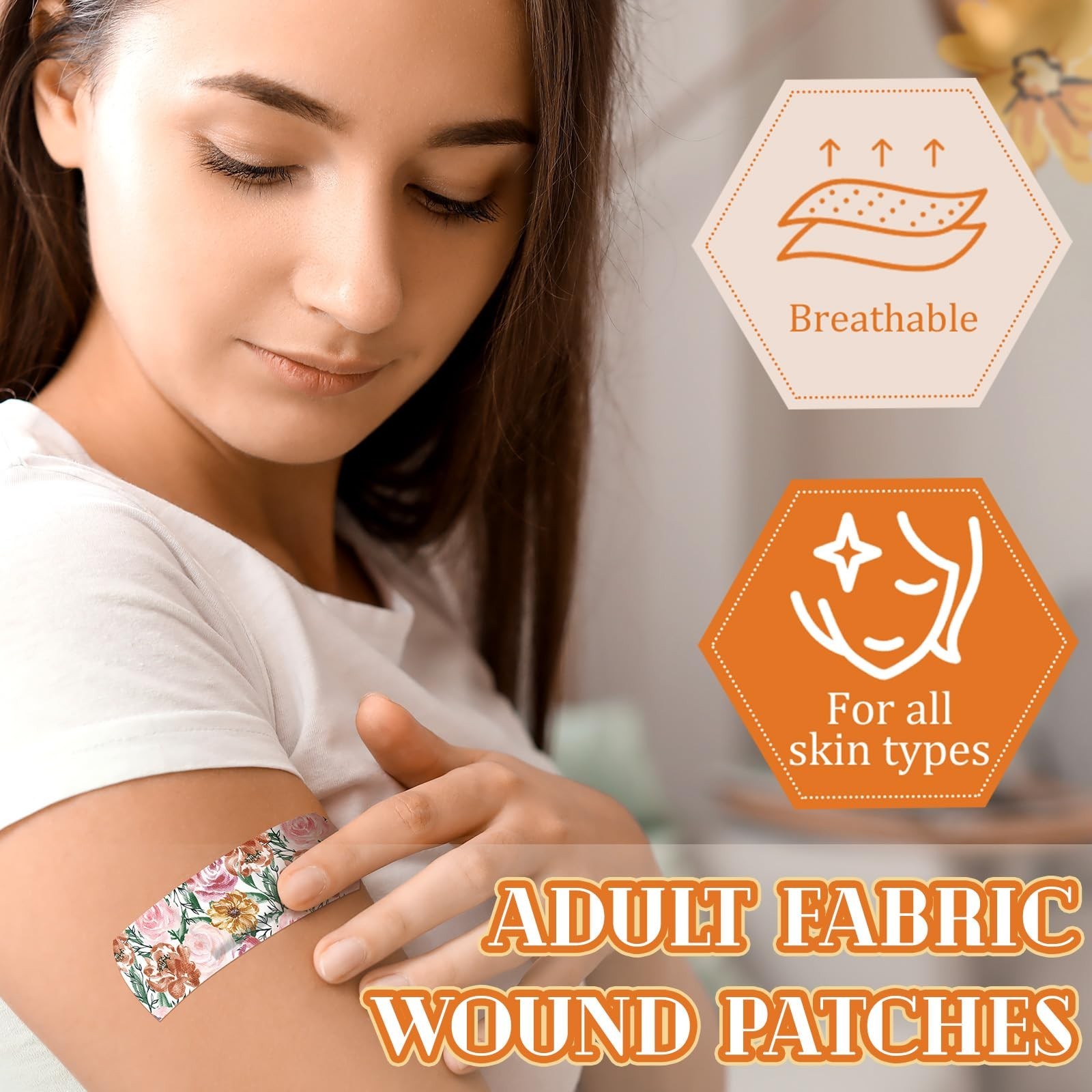 180 Pcs Flexible Fabric Adhesive Bandages Bulk Assorted Bandages Floral Breat…