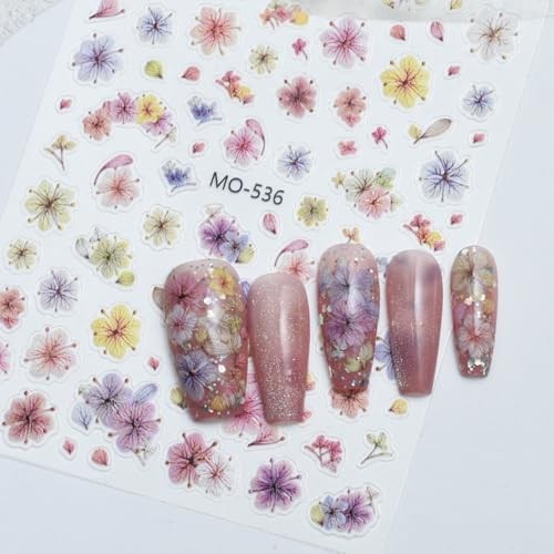 Summer Flower Nail Art Stickers Decals 3PCS 3D Embossed Self-Adhesive Flower-02