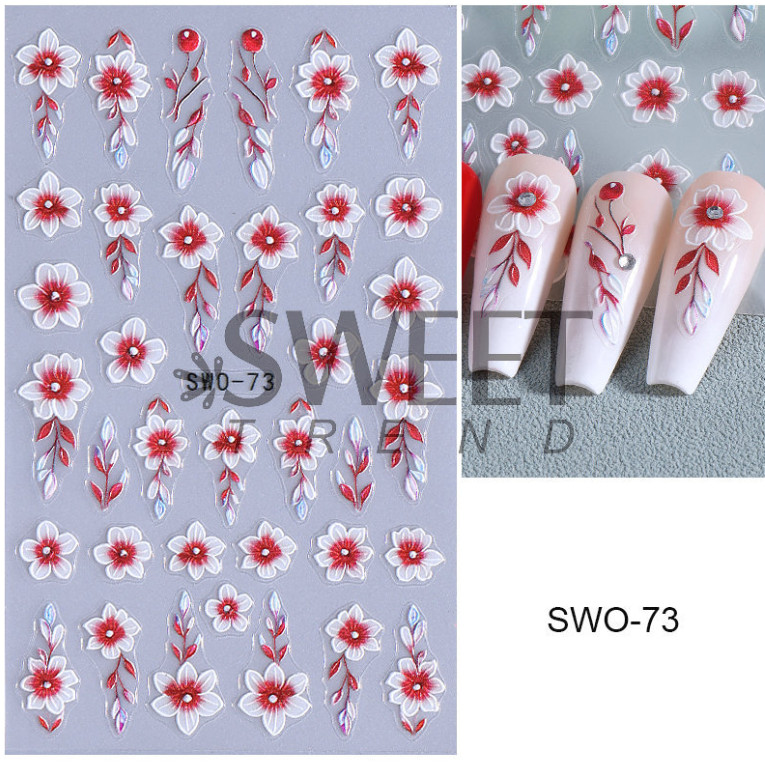 Hibiscus Lily Colorful Petal Floral Textured Matte Nail Art Flowers Decals NH29