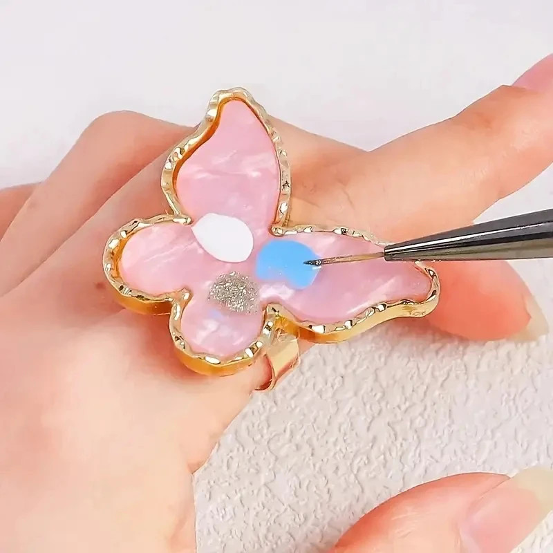 Irregular Nail Polish Palette Resin Nail Art Mixing Palette Ring Professional
