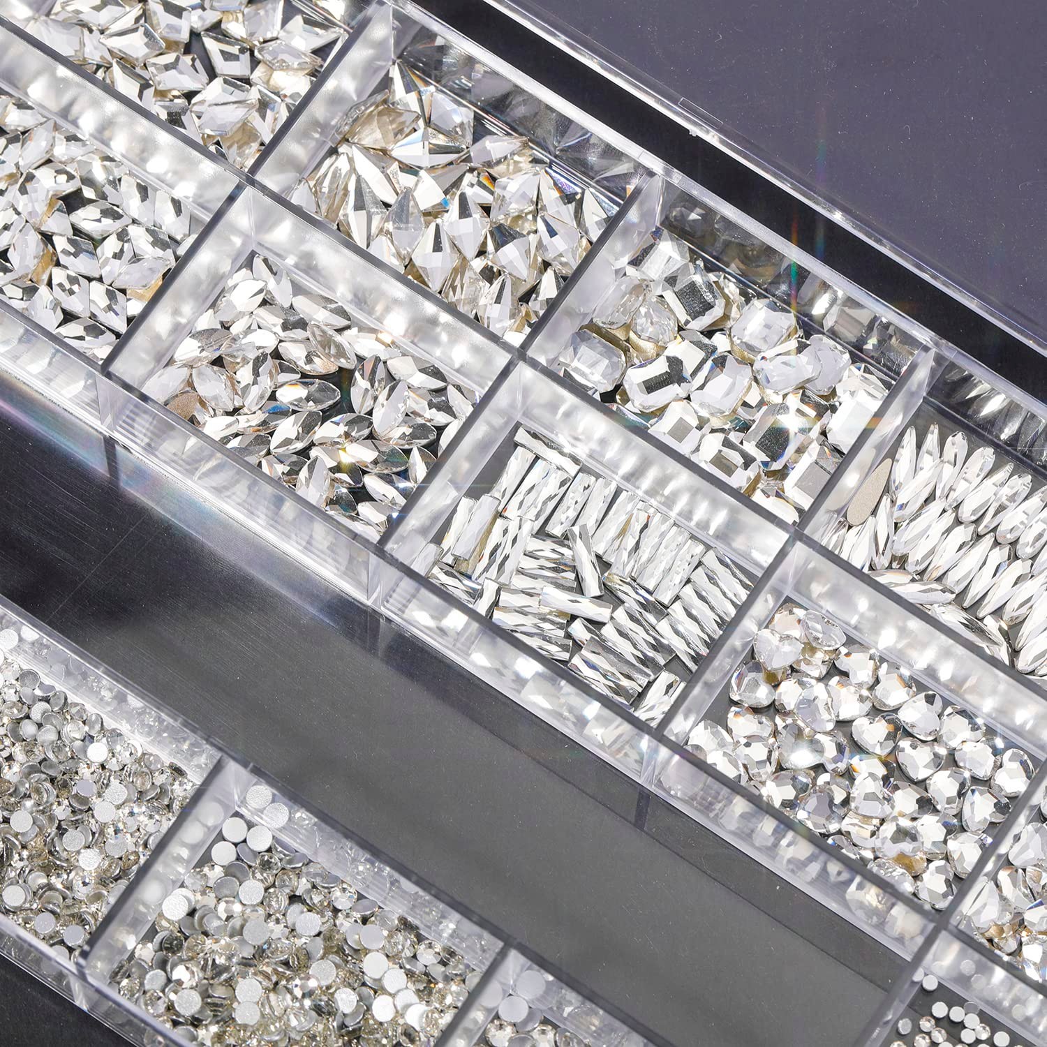 4550pcs Nail Rhinestones – Crystal Flatback Gems, Multiple Shapes, Art Kit & Glu
