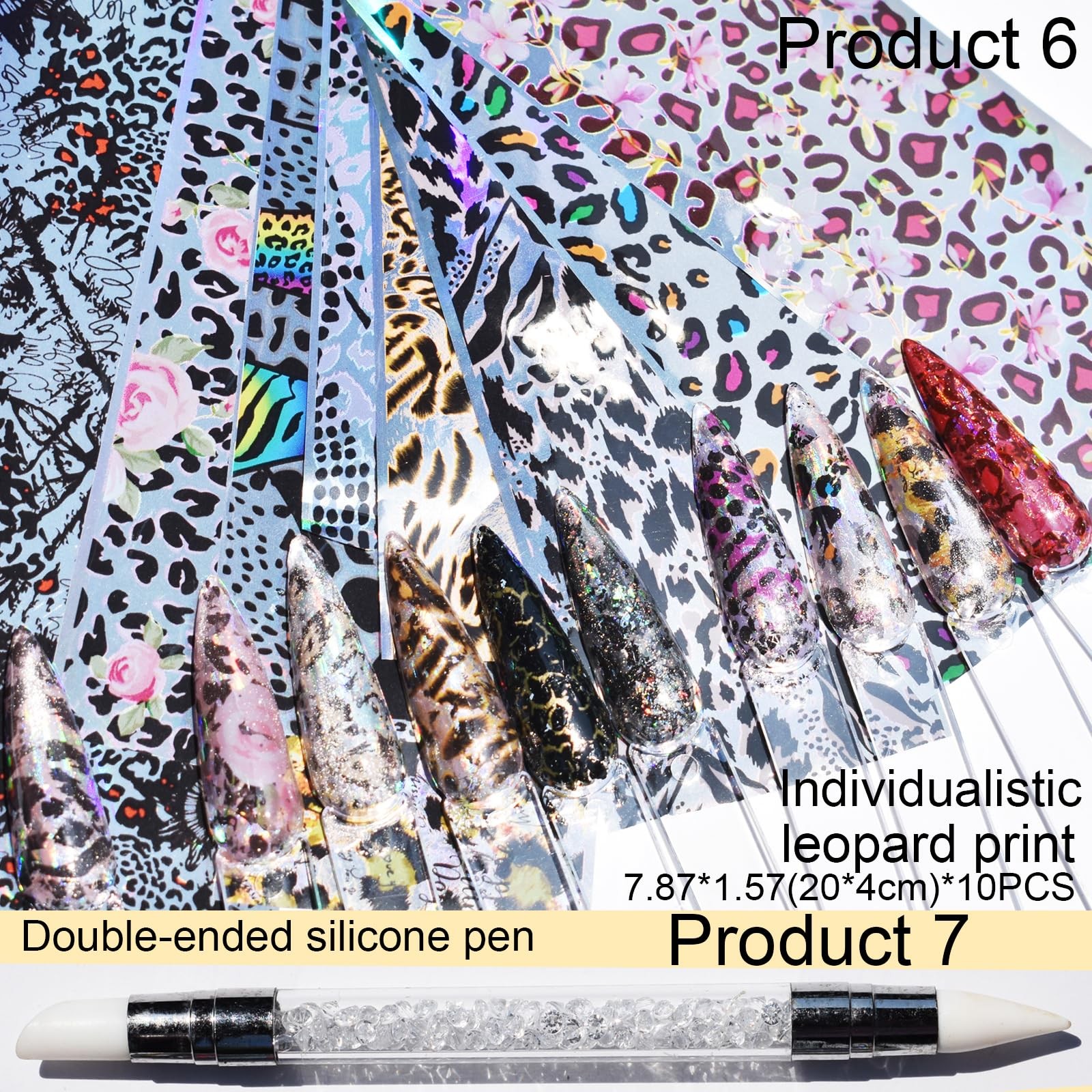 Nail Art Transfer Foils,60 Pieces,Animal Print Dried Flowers Mixed Designs | …