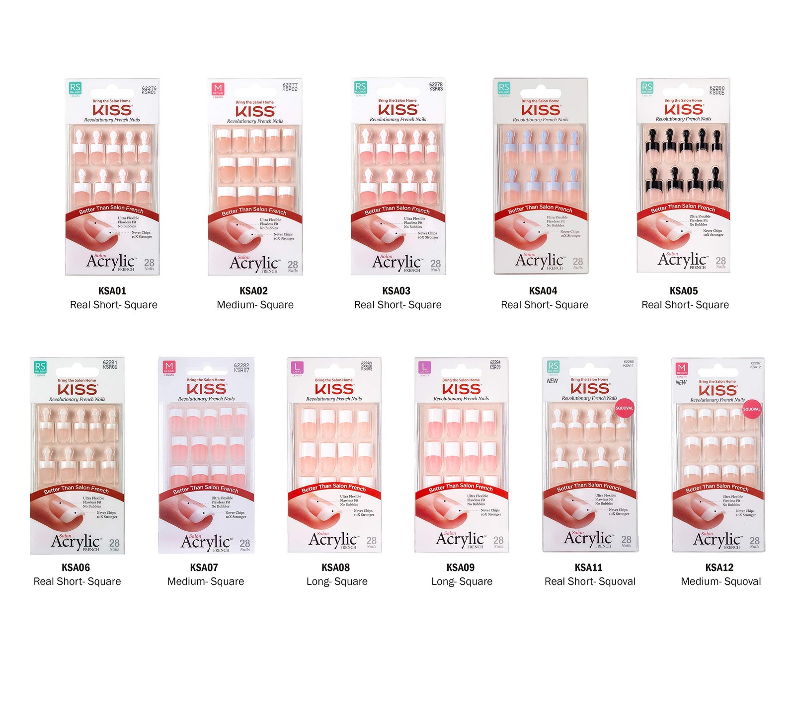 Pack Of 3 Ultra Flexible False Nails 10X Stronger Flawless Fit Never Chips