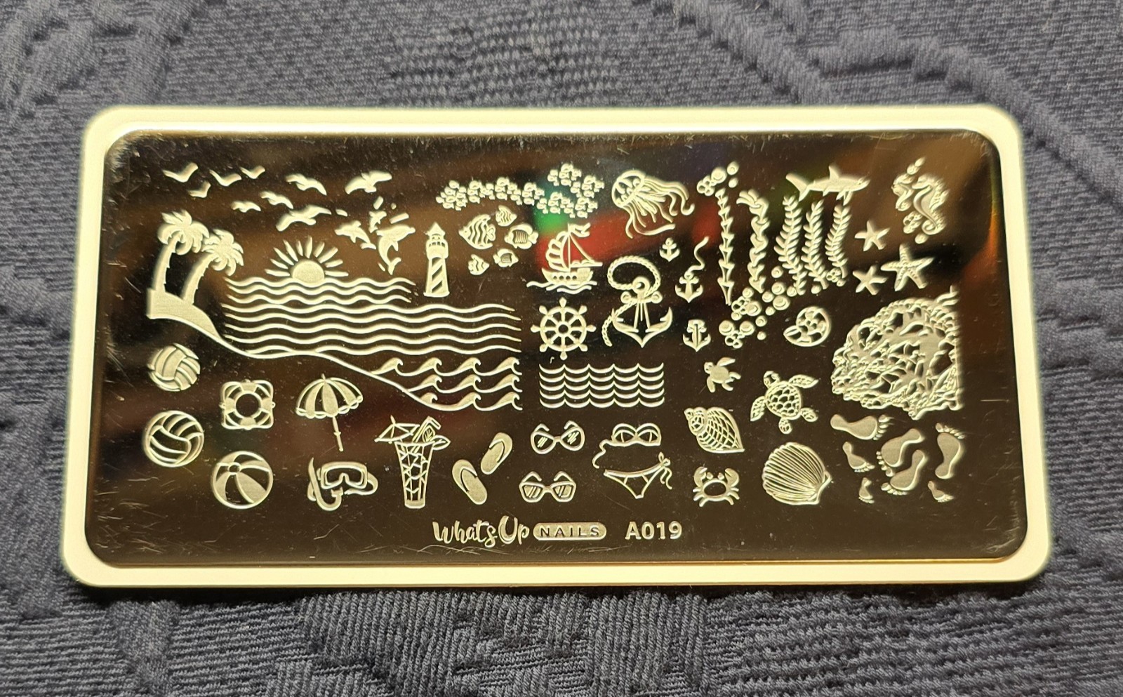 Whats Up Nails A019 Beach Mode Nail Stamp Plate Sea Turtle Anchor Sailor Dolphin