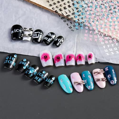Letter Nail Stickers for Nail Art，English Alphabet Nail Decals Self-Adhesive