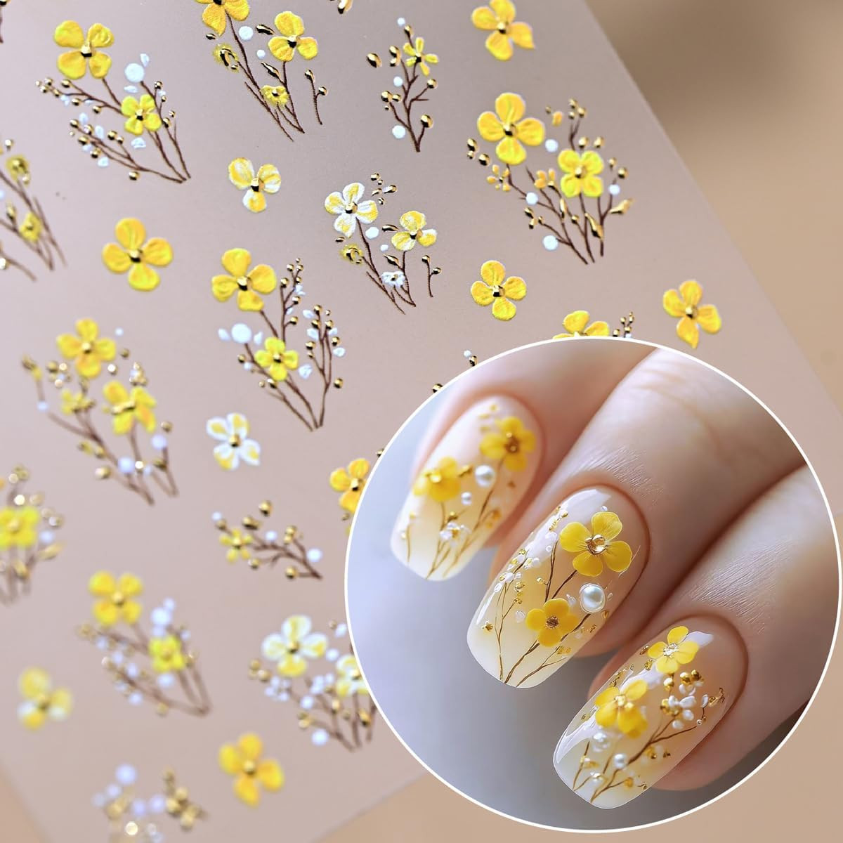Lemon Nail Art Stickers Decals 5D Embossed Summer Lemon Nail Decals 1PCS Fruit S