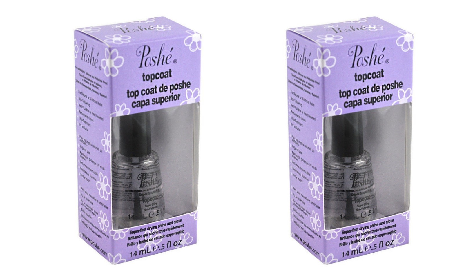 Poshe Fast Drying Top Coat 1/2 Oz Pack Of 2