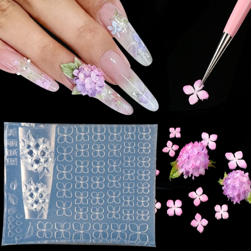 3D Hydrangea Flower Nail Art Silicone Mold For DIY Manicure Tool Nail Stencils