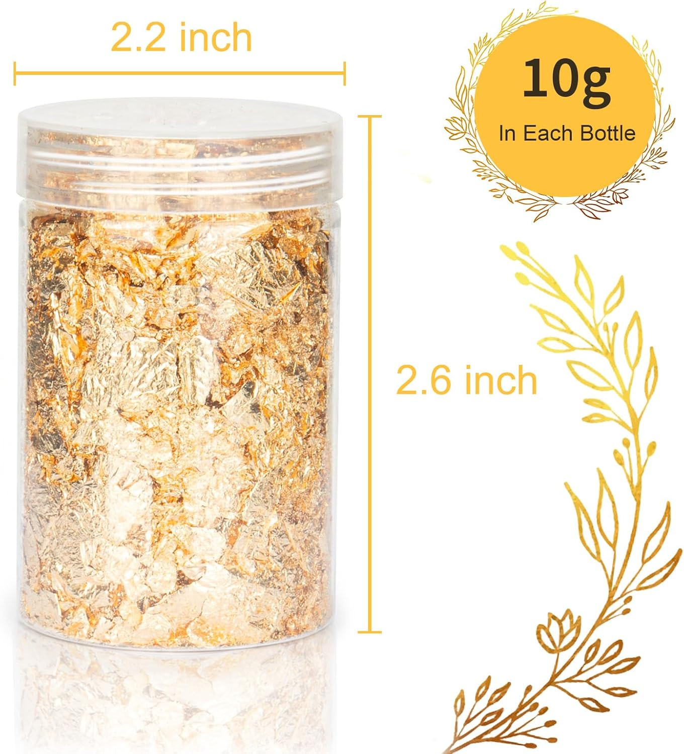 10G Metallic Foil Flakes, Gold Leaf Flakes, Gold Foil Flakes for Resin，For Nail