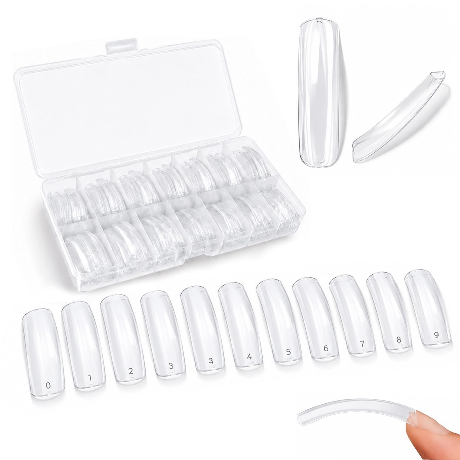 500 Pieces Nail Tips,Curved Nails,10 Different Sizes,Nails,Press On Nails,No …