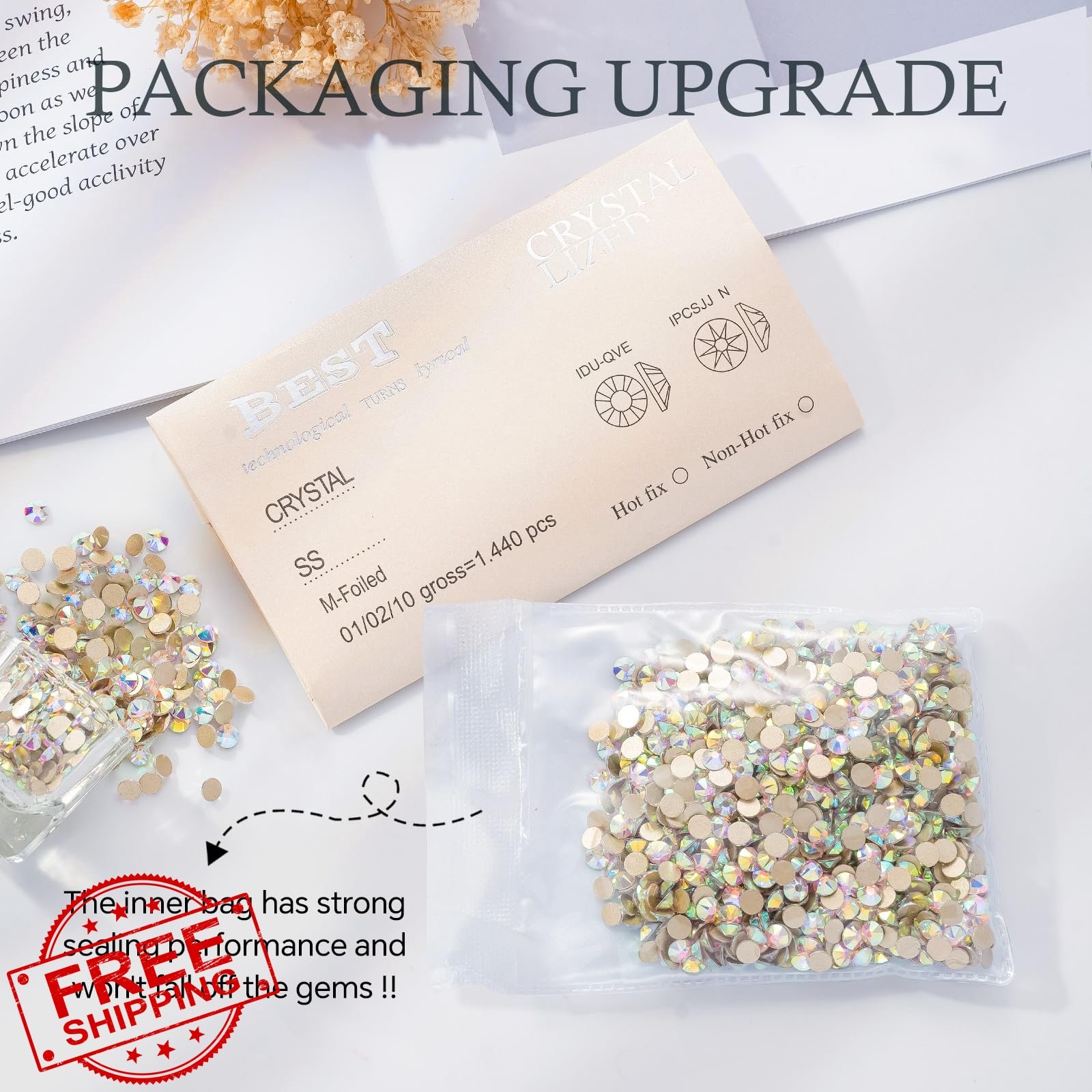 MEIBITE Crystal AB Rhinestones SS16 1440pcs Nail Art Craft