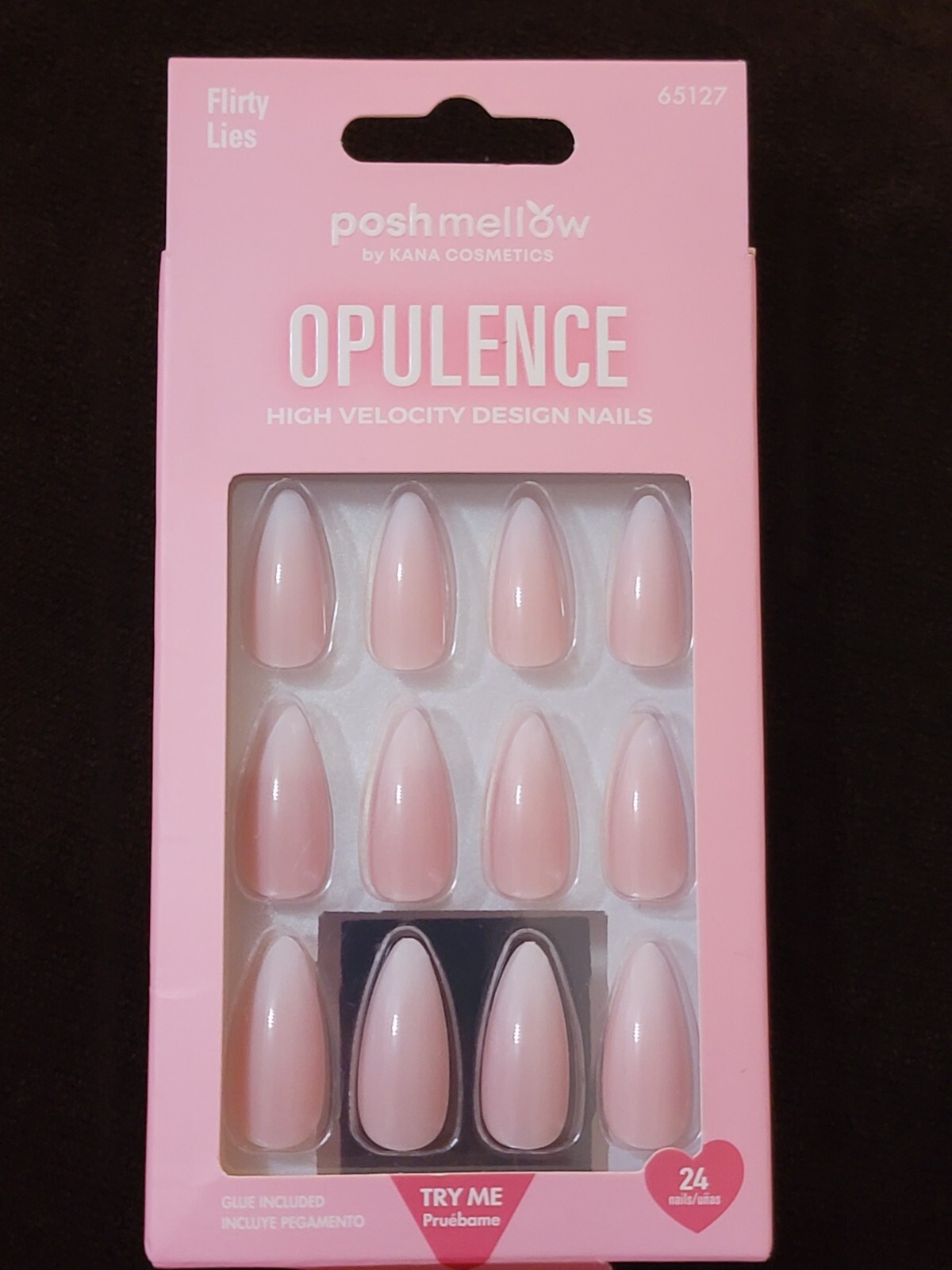 POSHMELLOW OPULENCE HIGH VELOCITY 24 NAILS GLUE INCLUDED pink Flirty Lies