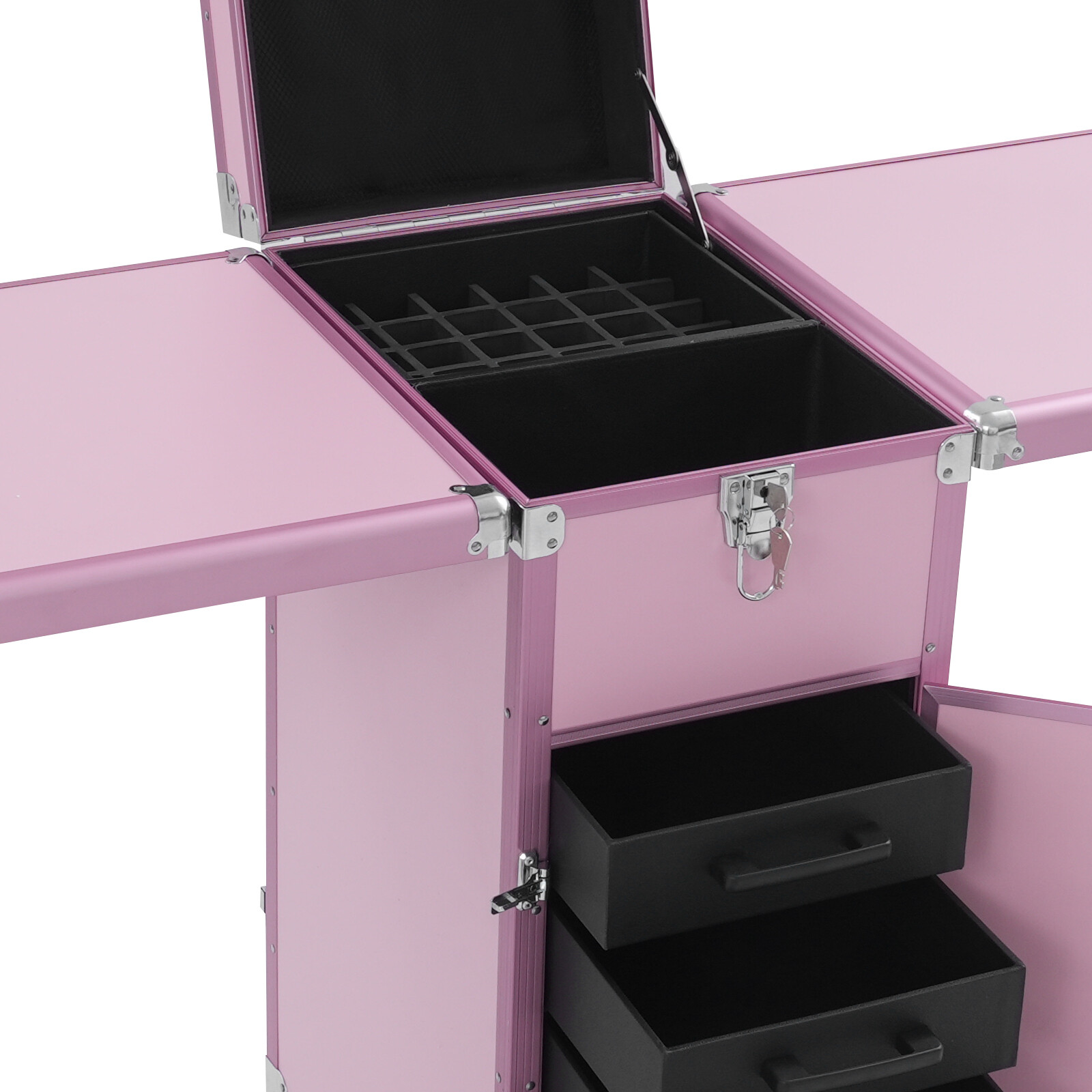 Portable Nail Table Desk, Foldable Rolling Manicure Table, 2 Desktop Case