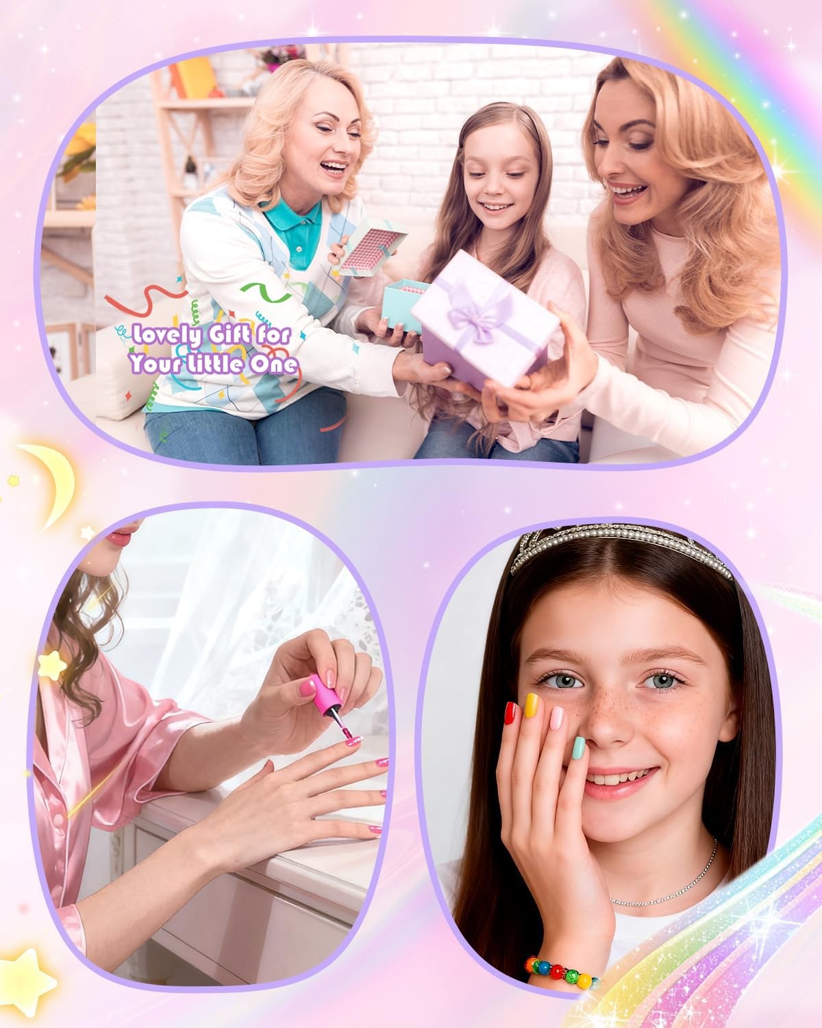 krofaue Nail Tips – Children Square Clear Press On Nails