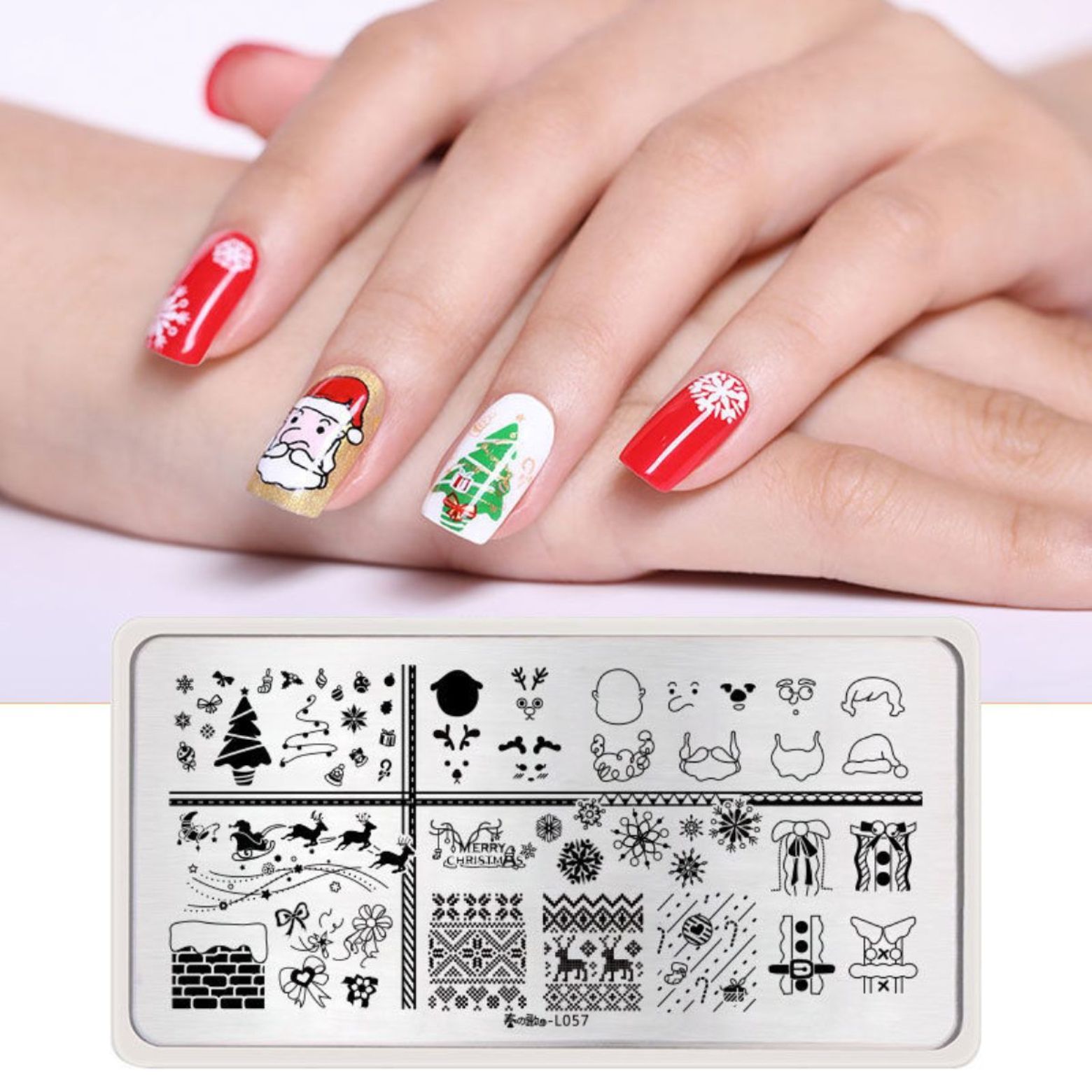 Christmas Deer Elk Santa Claus DIY Nail Art Stamping Image Plate Stencil L057