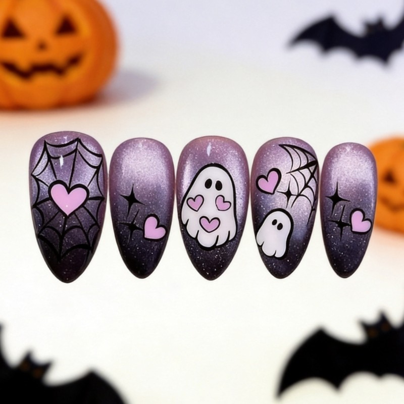 Halloween Party Nail Set with Press On Art for Costume Makeup Looks
