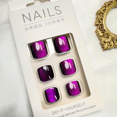 Press on Toenails Glitter Fake Toe Nails Purple False Toenails Glossy Style-1