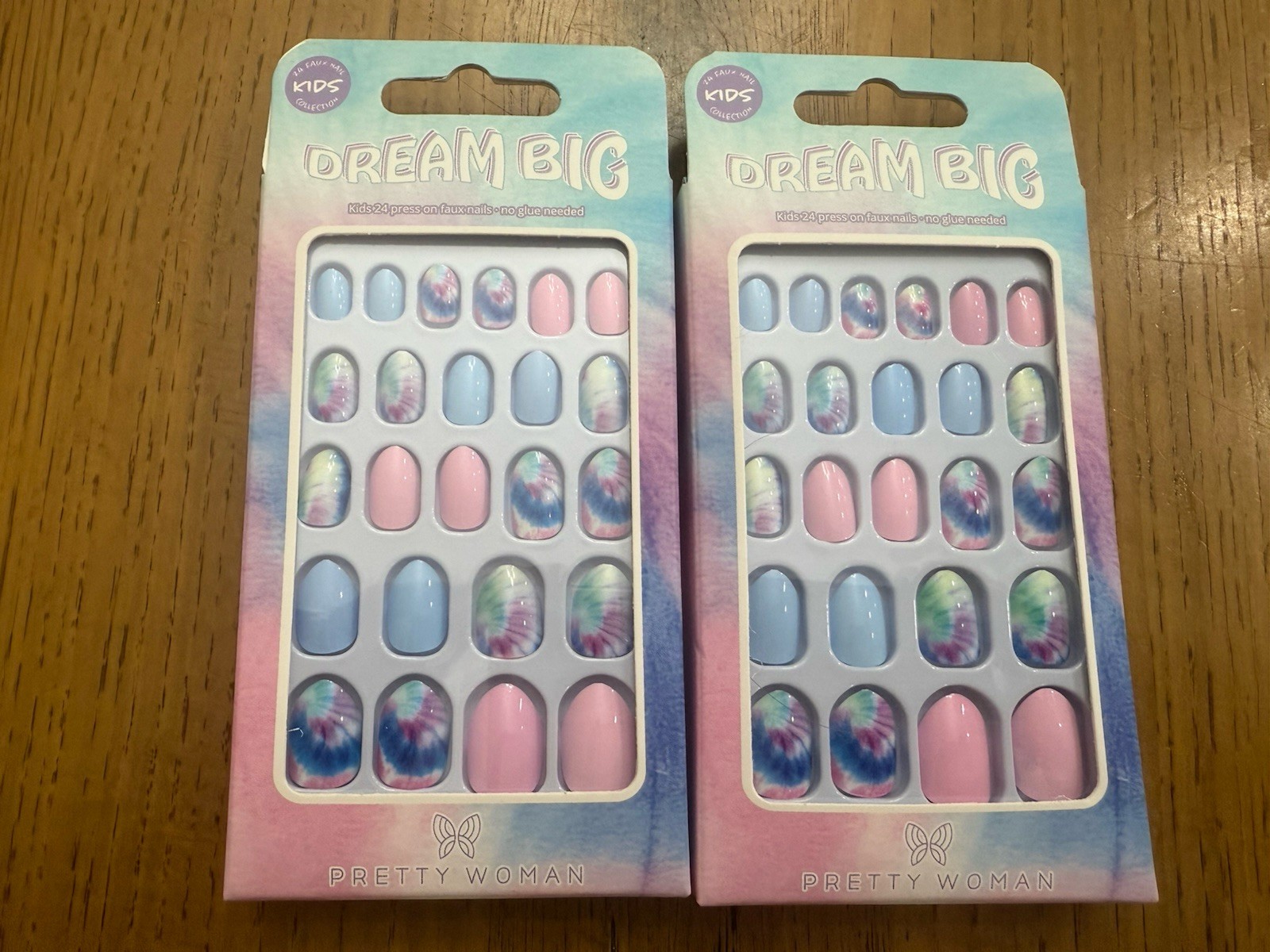 Pretty Woman Kids Press On Nails Short Length Tie Dye- 2 Sets Of Kids 24 💅