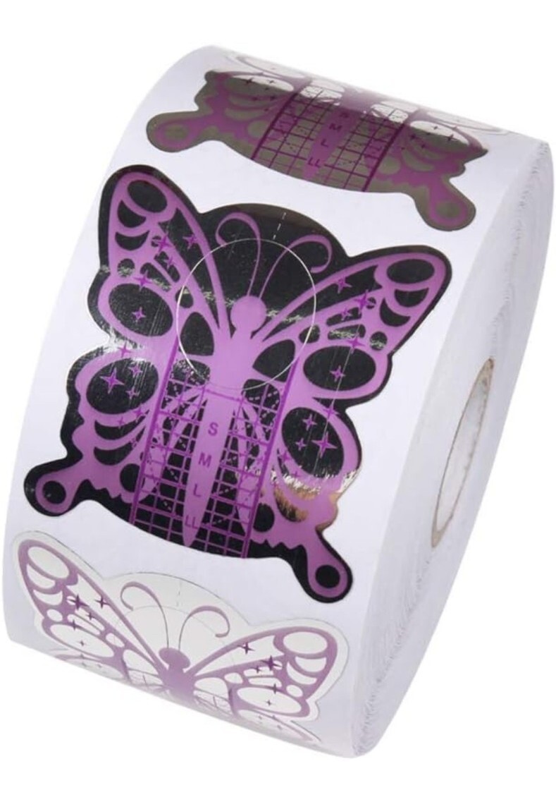 500pcs Pink Adhesive Butterfly Nail Form for UV Gel Tips Extension Nail Art Tool