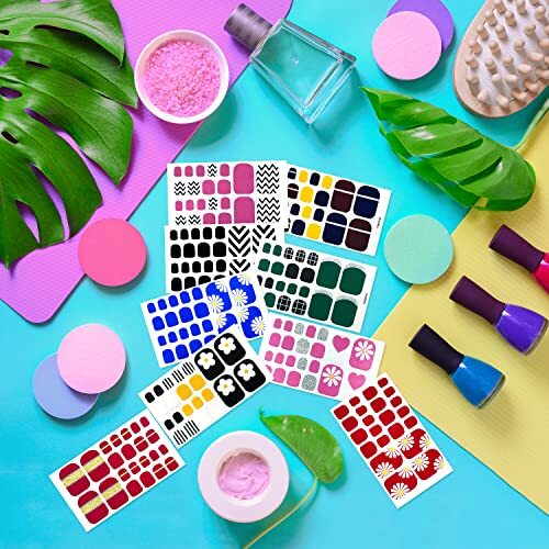 660 Pieces 30 Sheets Toe Nail Polish Strips Nail Stickers Full Nail Wraps Kit1