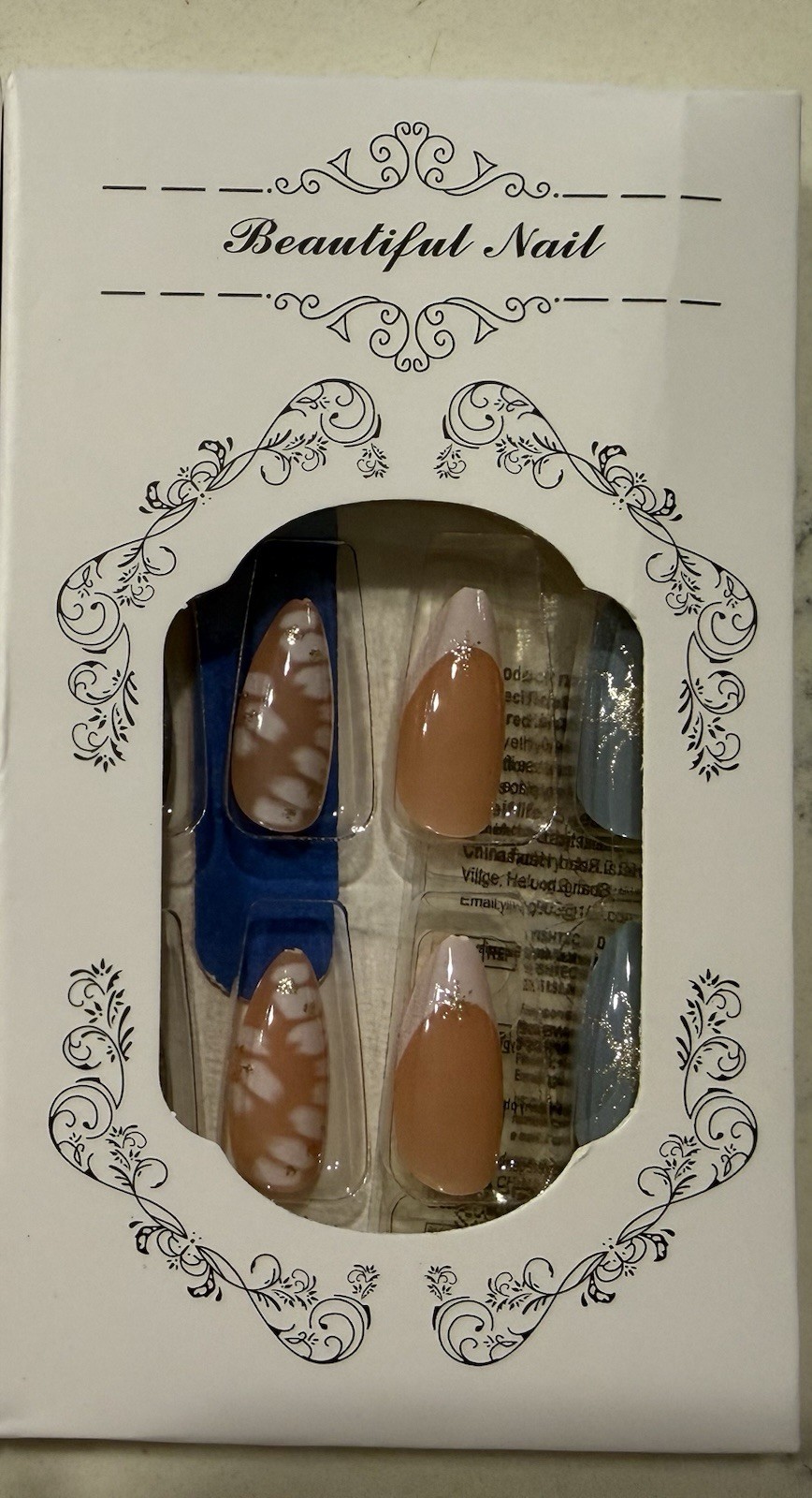 24pcs/Set French Almond Shaped 3D Gel Nail . New. Sealed