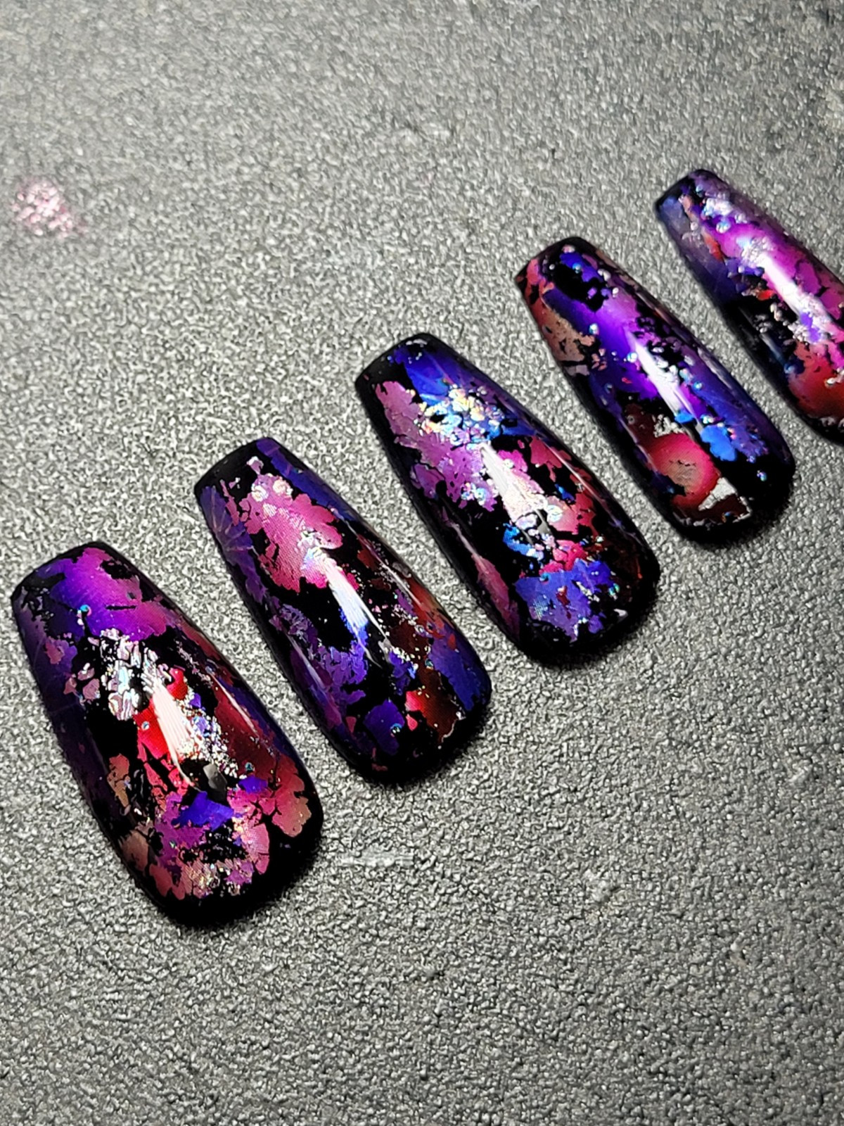 Custom Gel Press on Nails fake nails Handmade 10 pc set MEDIUM Pink Red Purple